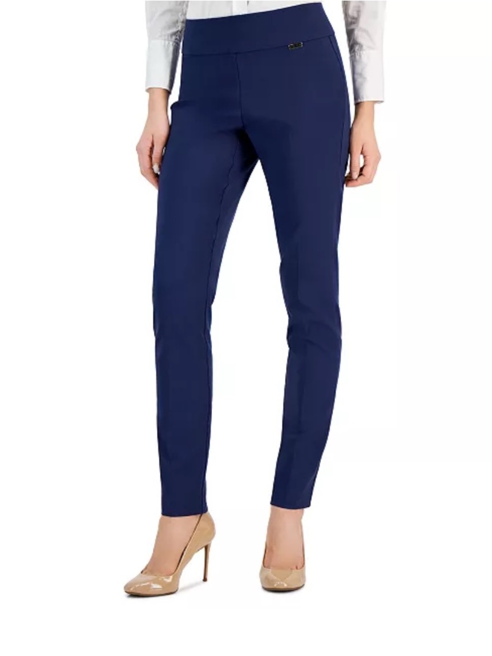 Alfani Navy Slim Pull On Ankle Pants